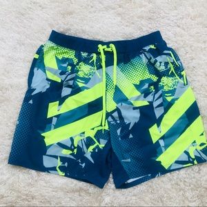 Nike Neon and Blue Swim Trunks
